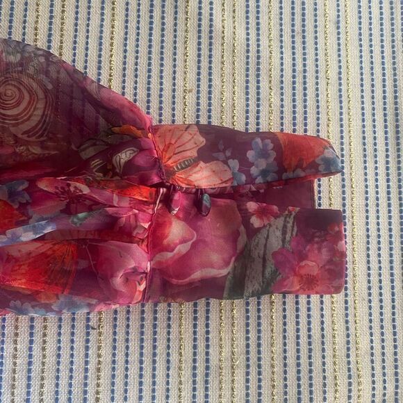 Anthropologie Purlple pink chiffon blouse with flower print size small - Picture 12 of 14